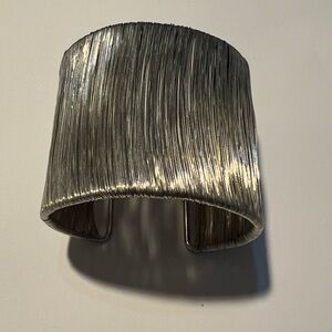 Wide Textured Silver Cuff Bracelet
